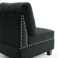 L Shape Modular Sectional Sofa,Diy Combination,Includes Three Single Chair And Three Corner ,Black Velvet. Black Foam Velvet
