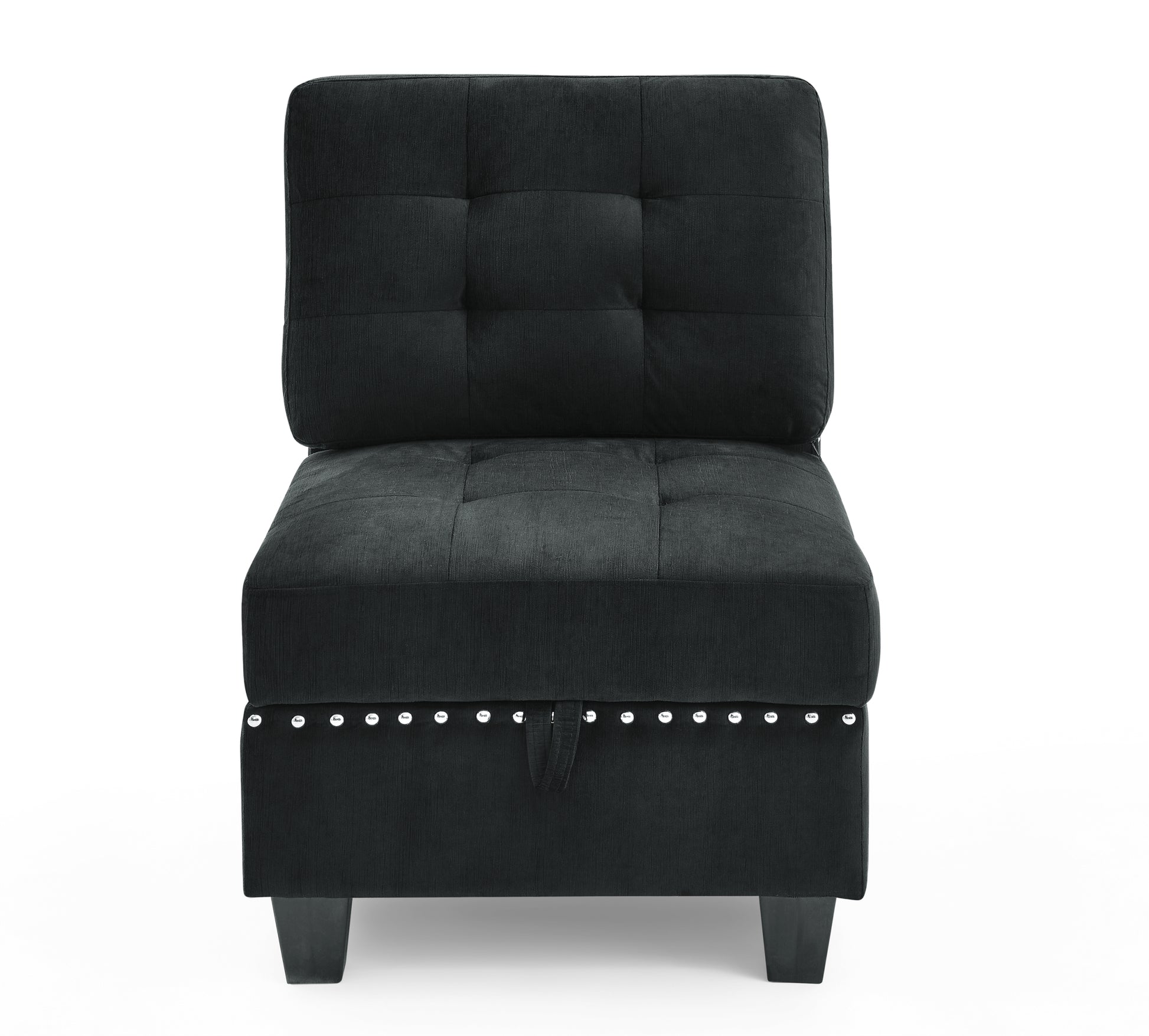 L Shape Modular Sectional Sofa,Diy Combination,Includes Three Single Chair And Three Corner ,Black Velvet. Black Foam Velvet