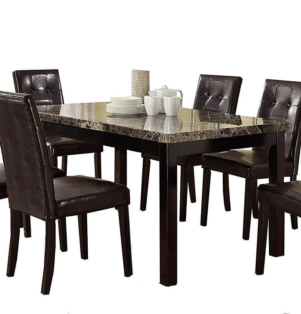 Dining Table Faux Marble Top Birch Veneer Dining Room Furniture 1Pc Table Dark Brown Brown Dining Room Contemporary,Modern Birch Rectangular Kitchen & Dining Tables Mdf
