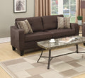 Living Room Furniture 2Pc Sofa Set Chocolate Polyfiber Sofa And Loveseat W Pillows Cushion Couch Chocolate Primary Living Space Cushion Back Modern,Transitional Square Arms Particle Board 5 Seat