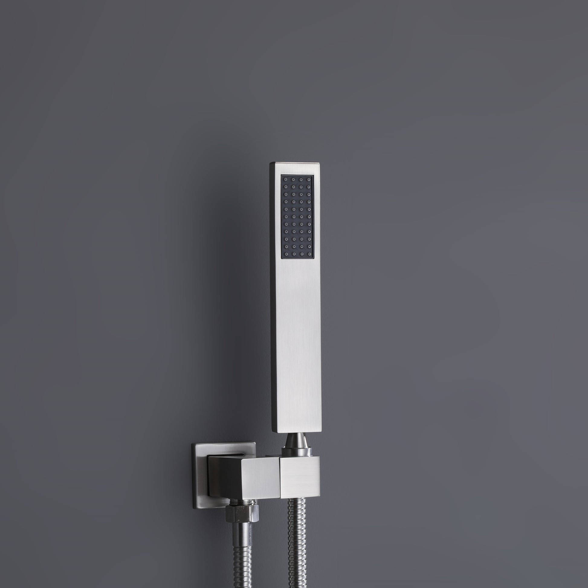 Trustmade Wall Mounted Square Rainfall Pressure Balanced Complteted Shower System With Rough In Valve, 10 Inches Matte Black 2W02 Cement Grey Stainless Steel