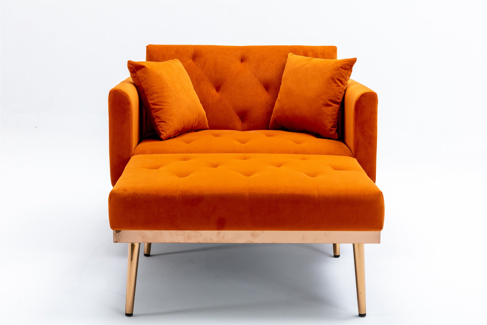 Coolmore Fashionable And Classic Style Chaise Lounge Chair Accent Chair For Living Room, Bedroom Orange Orange Foam Velvet