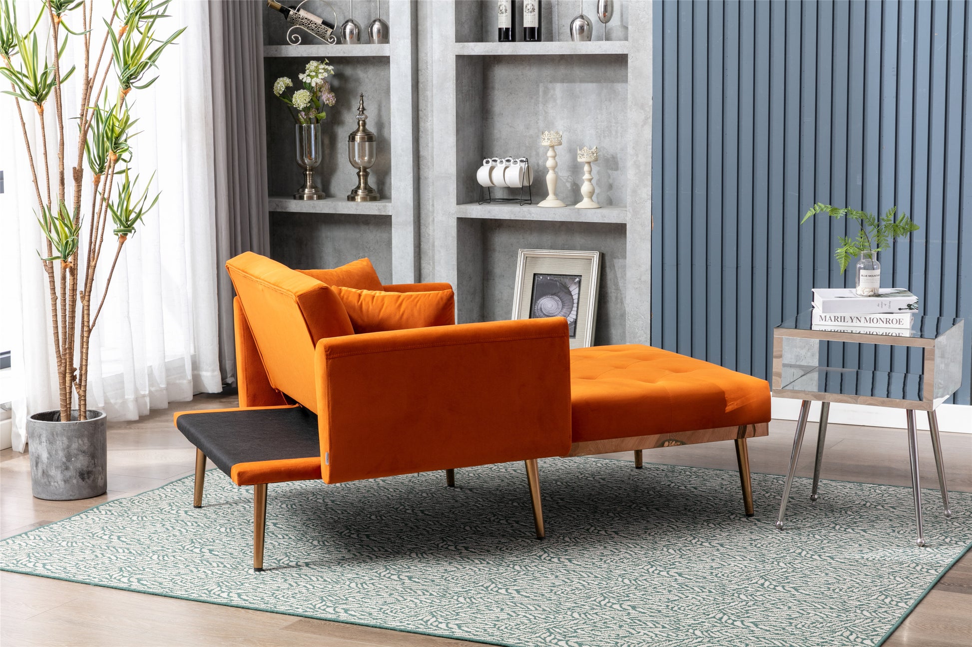 Coolmore Fashionable And Classic Style Chaise Lounge Chair Accent Chair For Living Room, Bedroom Orange Orange Foam Velvet