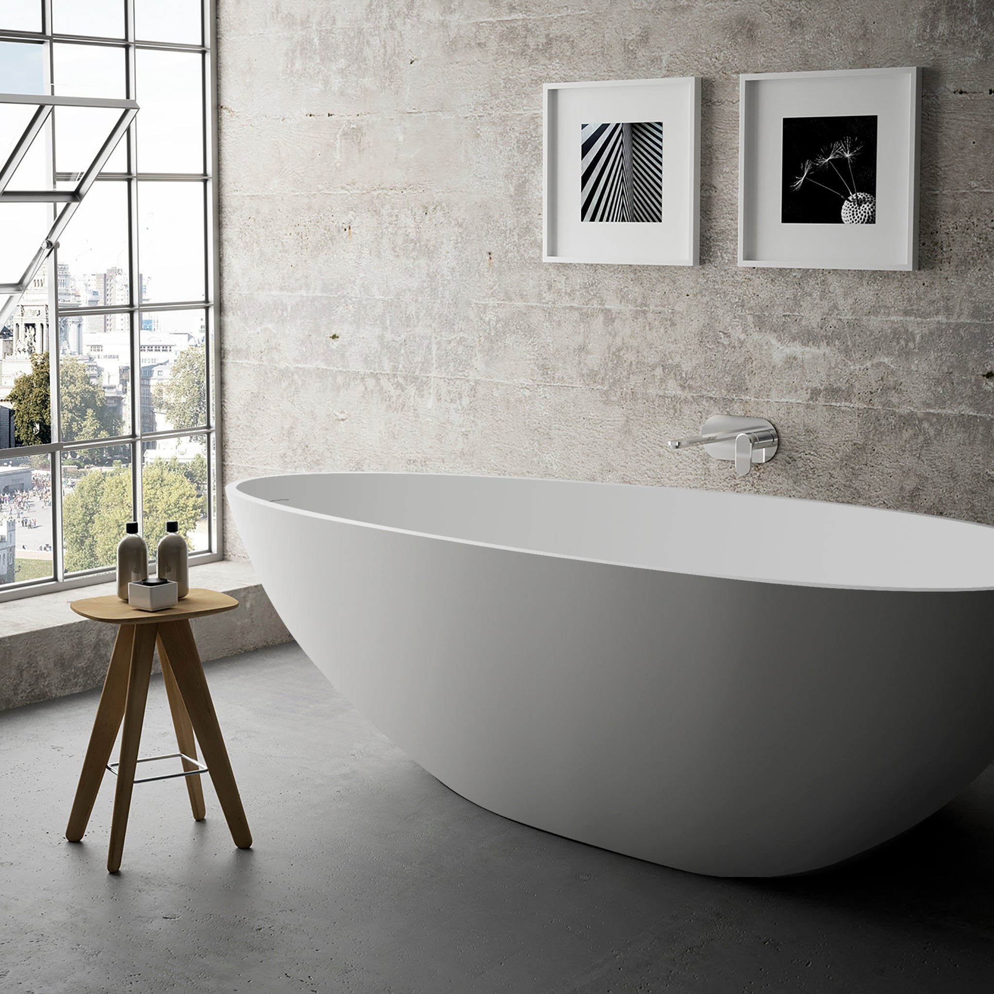 Solid Surface Freestanding Bathtub White Solid Surface