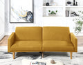 Modern Electric Look 1Pc Convertible Sofa Couch Mustard Color Linen Like Fabric Cushion Wooden Legs Living Room Mustard Primary Living Space Cushion Back Modern,Transitional Rubberwood Square Arms Fabric 2 Seat