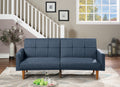 Transitional Look Living Room Sofa Couch Convertible Bed Navy Polyfiber 1Pc Tufted Sofa Cushion Wooden Legs Navy Primary Living Space Tufted Back Modern,Transitional Pine Square Arms Fabric 2 Seat