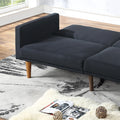 Modern Electric Look 1Pc Convertible Sofa Couch Black Linen Like Fabric Cushion Clean Lines Wooden Legs Living Room Black Wood Primary Living Space Cushion Back Modern,Transitional Square Arms Fabric 2 Seat