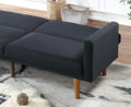 Modern Electric Look 1Pc Convertible Sofa Couch Black Linen Like Fabric Cushion Clean Lines Wooden Legs Living Room Black Wood Primary Living Space Cushion Back Modern,Transitional Square Arms Fabric 2 Seat