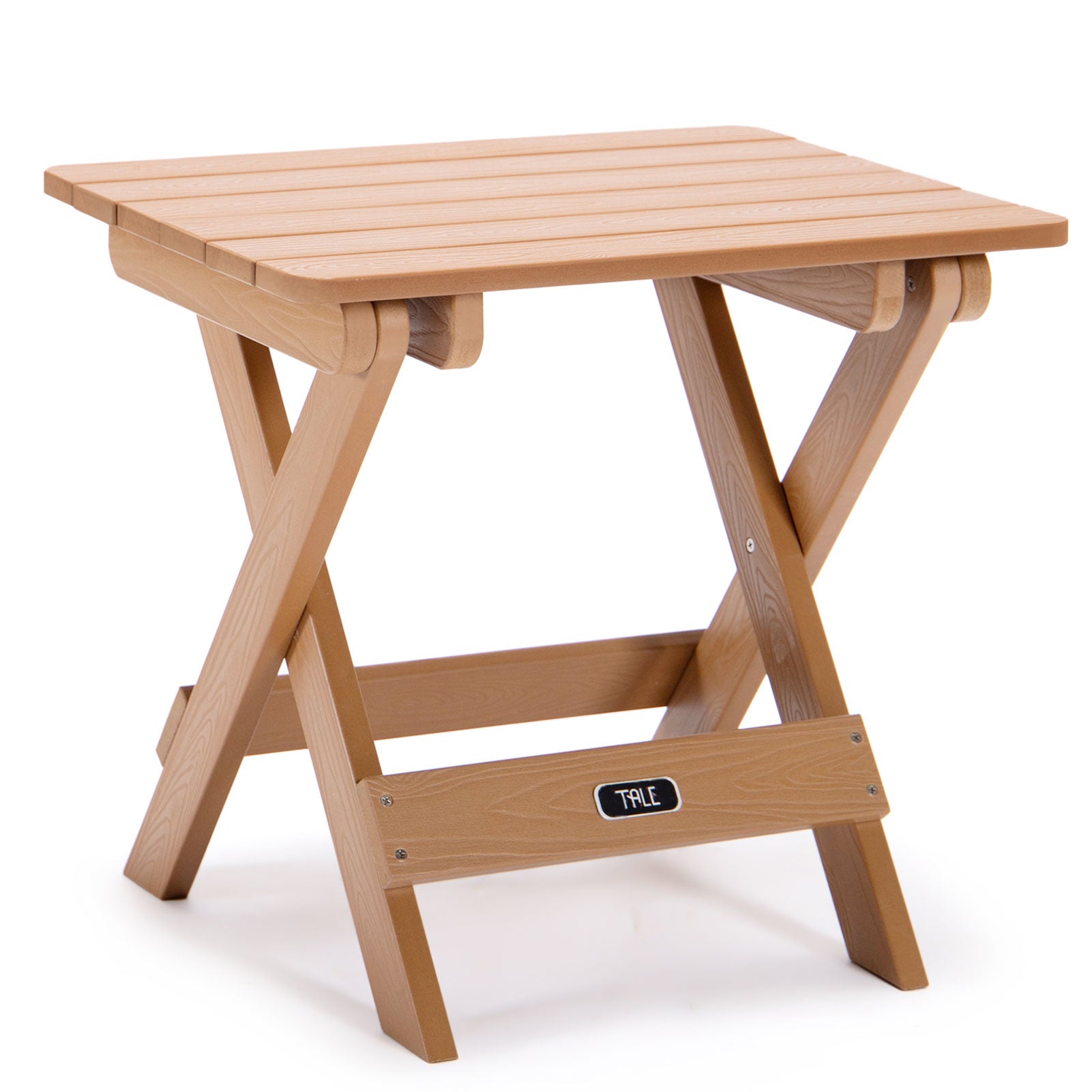 Tale Adirondack Portable Folding Side Table Square All Weather And Fade Resistant Plastic Wood Table Perfect For Outdoor Garden, Beach, Camping, Picnics Brown Ban On Brown Wood Plastic