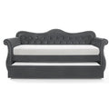 Galaxy Home Abby Upholstered Velvet Wood Daybed With Trundle In Gray Gray Wood Primary Living Space Contemporary,Modern Solid Wood Mdf Wood