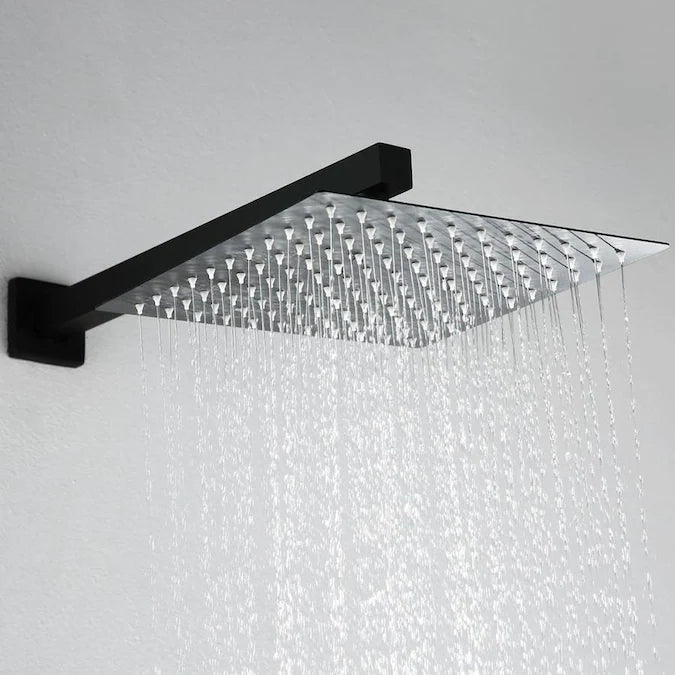 Wall Mounted Bathroom Rain Hot And Cold Complete Black Brass