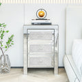 Mirrored Nightstand, Silver Bedside Tables, Mirrored End Table Side Table For Bedroom Living Room Silver Glass