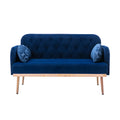 Coolmore Modern Velvet Loveseat Sofacomfy Upholstered 2 Seater Sofa With Gold Metal Legs, Small Loveseat Accent Couch For Living Bedroom Leisure Areas Navy Velvet Navy Foam Velvet 2 Seat