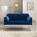Coolmore Modern Velvet Loveseat Sofacomfy Upholstered 2 Seater Sofa With Gold Metal Legs, Small Loveseat Accent Couch For Living Bedroom Leisure Areas Navy Velvet Navy Foam Velvet 2 Seat