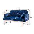 Coolmore Modern Velvet Loveseat Sofacomfy Upholstered 2 Seater Sofa With Gold Metal Legs, Small Loveseat Accent Couch For Living Bedroom Leisure Areas Navy Velvet Navy Foam Velvet 2 Seat