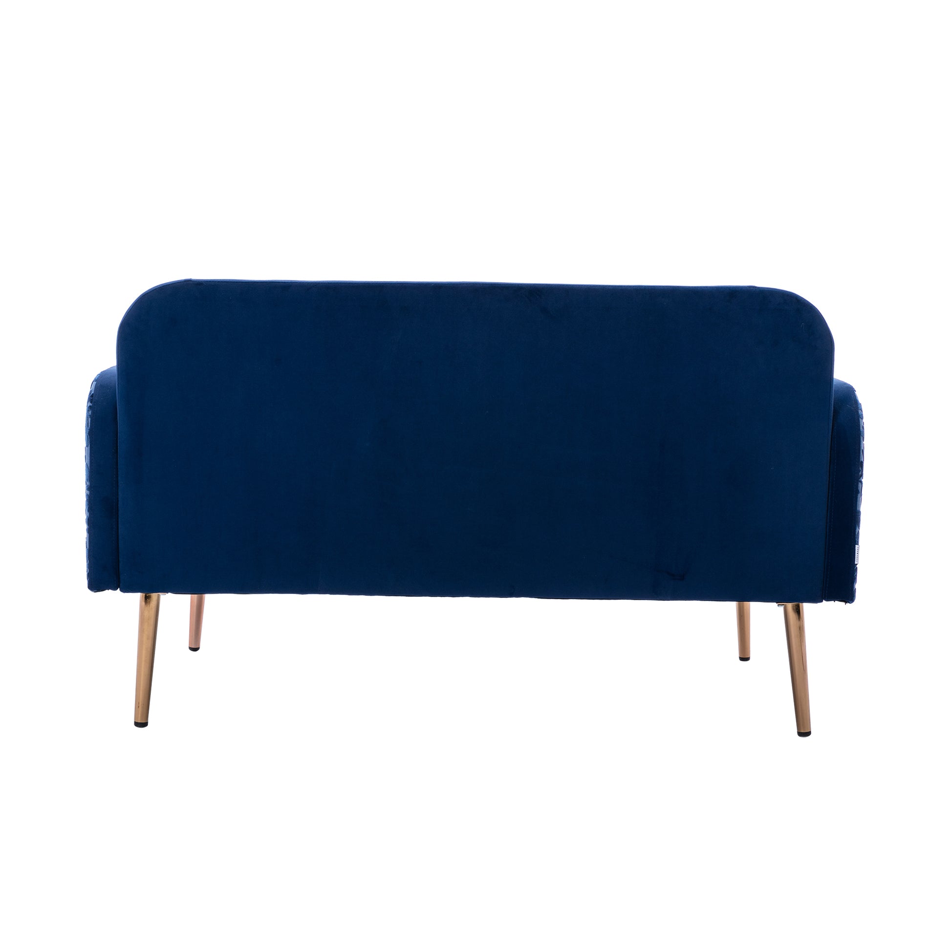 Coolmore Modern Velvet Loveseat Sofacomfy Upholstered 2 Seater Sofa With Gold Metal Legs, Small Loveseat Accent Couch For Living Bedroom Leisure Areas Navy Velvet Navy Foam Velvet 2 Seat