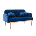 Coolmore Modern Velvet Loveseat Sofacomfy Upholstered 2 Seater Sofa With Gold Metal Legs, Small Loveseat Accent Couch For Living Bedroom Leisure Areas Navy Velvet Navy Foam Velvet 2 Seat