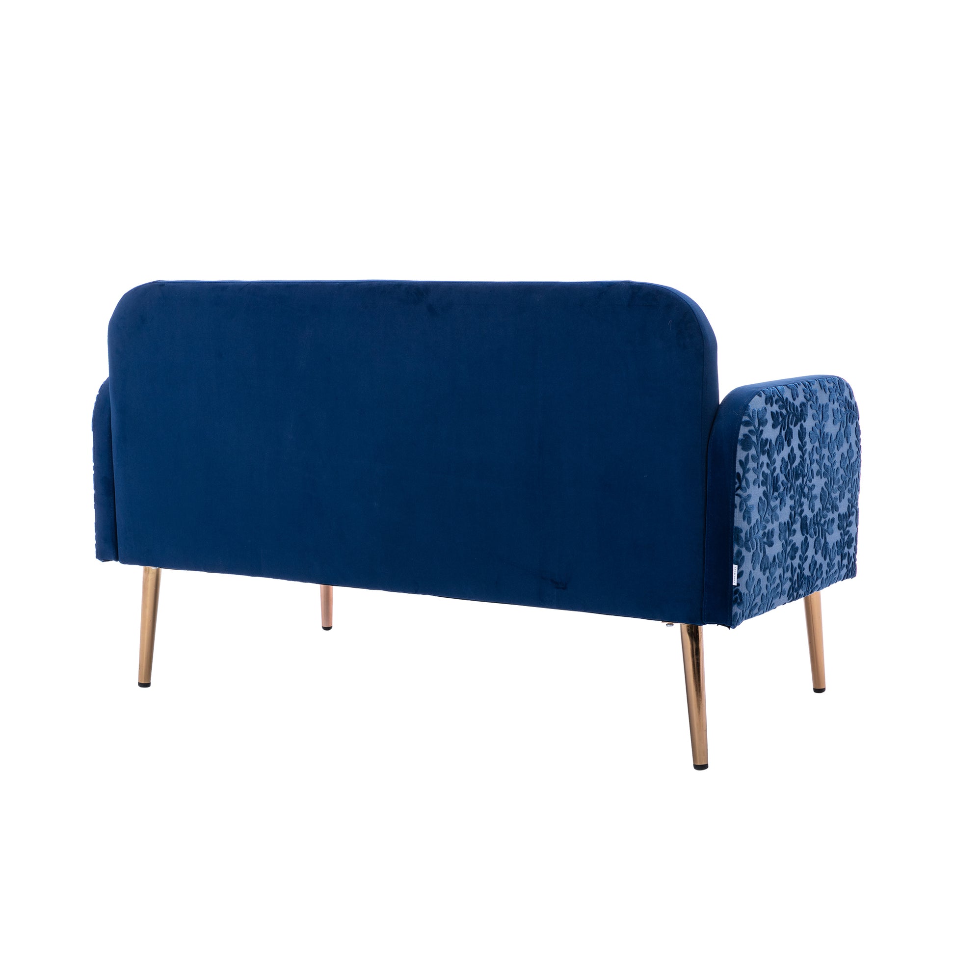 Coolmore Modern Velvet Loveseat Sofacomfy Upholstered 2 Seater Sofa With Gold Metal Legs, Small Loveseat Accent Couch For Living Bedroom Leisure Areas Navy Velvet Navy Foam Velvet 2 Seat