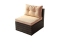 Patio Furniture Set Pe Rattan Sectional Garden Furniture Corner Sofa Set 7 Pieces, Shallow Browncushion Coffee Rattan