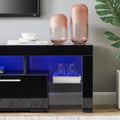 Fashiontvstandtvcabinet,Entertainmentcenter,Tvstationtv Console,Media Console,With Ledlight Belt,Light Belt Remote Control,Toughenedglassshelf,Metal Handle,Canbeplaced In The Living Room,Bedroom,Black Black Primary Living Space 60 69 Inches 60 69 Inches