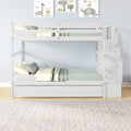 Twin Over Twin Bunk Beds With Twin Trundle And Stairway Storage Function In White Color White Pine
