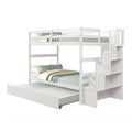 Twin Over Twin Bunk Beds With Twin Trundle And Stairway Storage Function In White Color White Pine