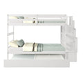 Twin Over Twin Bunk Beds With Twin Trundle And Stairway Storage Function In White Color White Pine