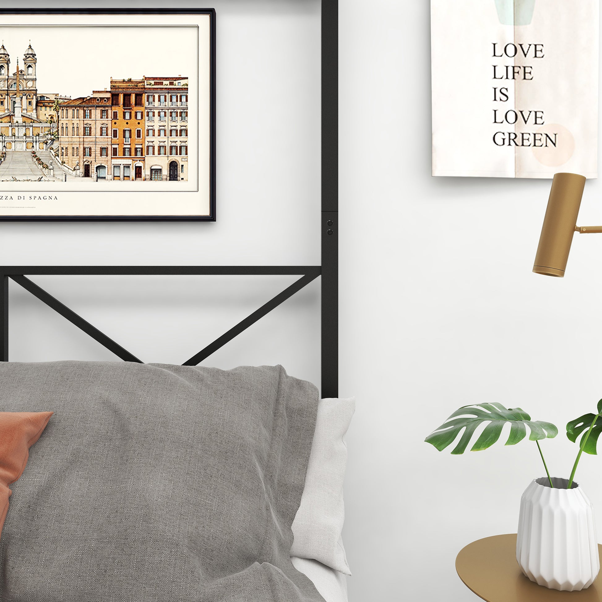 Metal Canopy Bed Frame, Platform Bed Frame Queen With X Shaped Frame Queen Black Box Spring Not Required Queen Black Metal Bedroom Bed Frame Metal