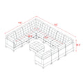 U Shape Modular Sectional Sofa,Diy Combination,Includes Seven Single Chair, Four Corner And One Ottoman,Grey Grey Plywood Chenille 10 Seat