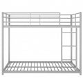Full Over Full Metal Bunk Bed, Low Bunk Bed With Ladder, Silver Old Sku:Mf197034Aan Silver Metal