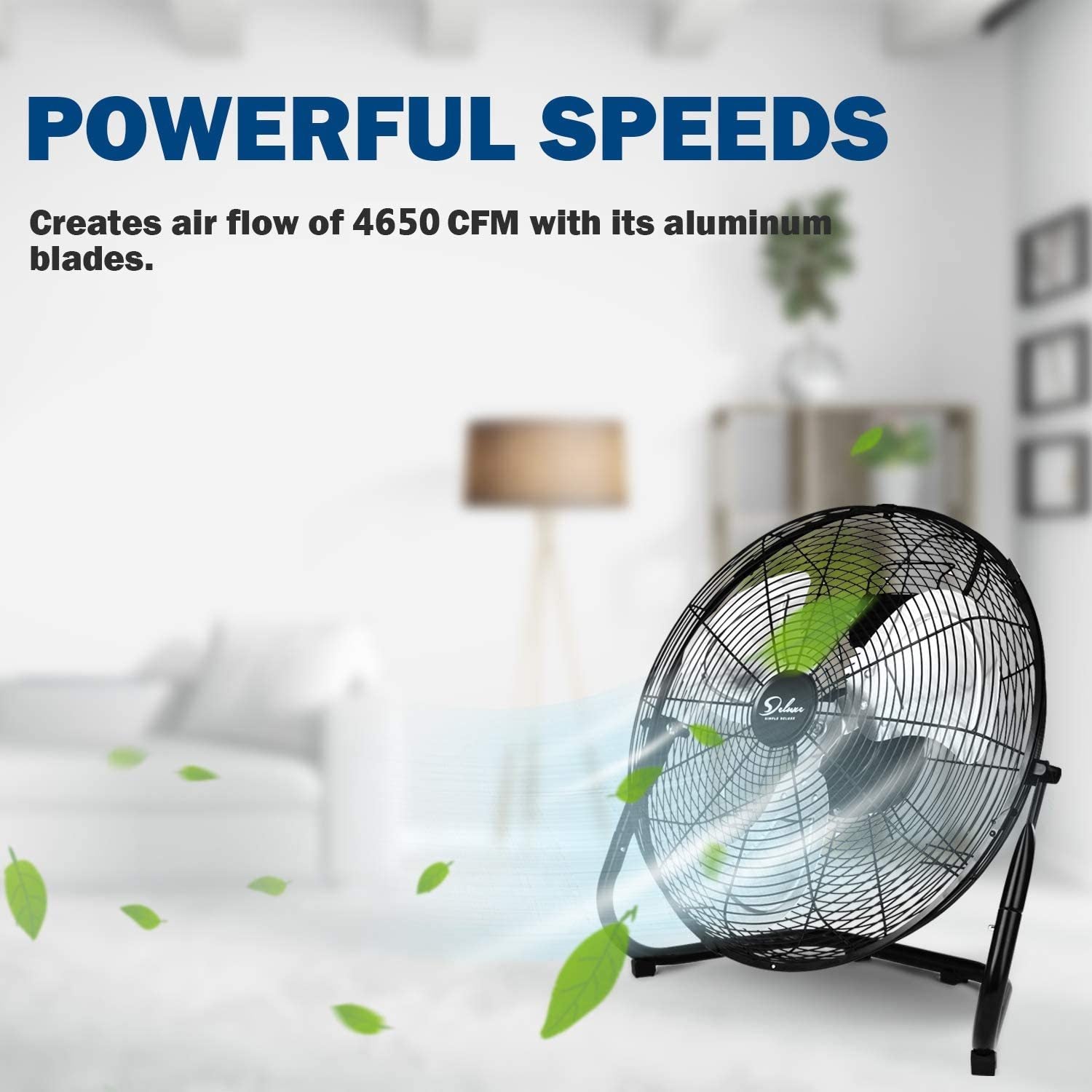 Simple Deluxe 20 Inch 3 Speed High Velocity Heavy Duty Metal Industrial Floor Fans Quiet For Home, Commercial, Residential, And Greenhouse Use, Outdoor Indoor, Black, 2 Pack Black Metal