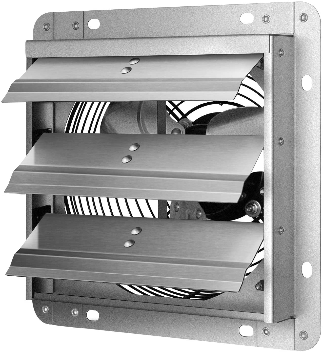 Ipower 16 Inch Shutter Exhaust Fan Aluminum,High Speed 1550Rpm, 1200 Cfm, 1 Pack, Silver Silver Aluminium