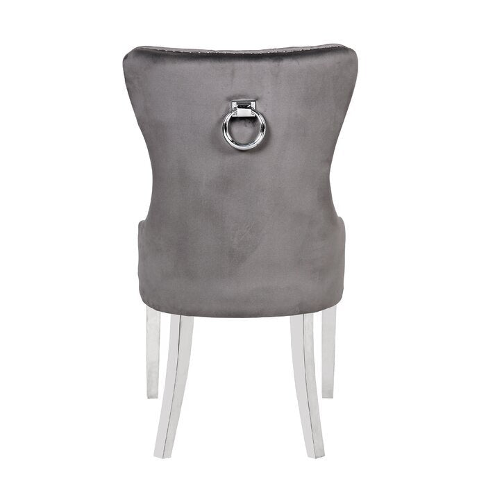 Erica 2 Piece Stainless Steel Legs Chair Finish With Velvet Fabric In Dark Gray Acacia Wood Dark Gray Primary Living Space Transitional Accent Chairs Acacia Tufted Back Solid Wood Mdf Stainless Steel