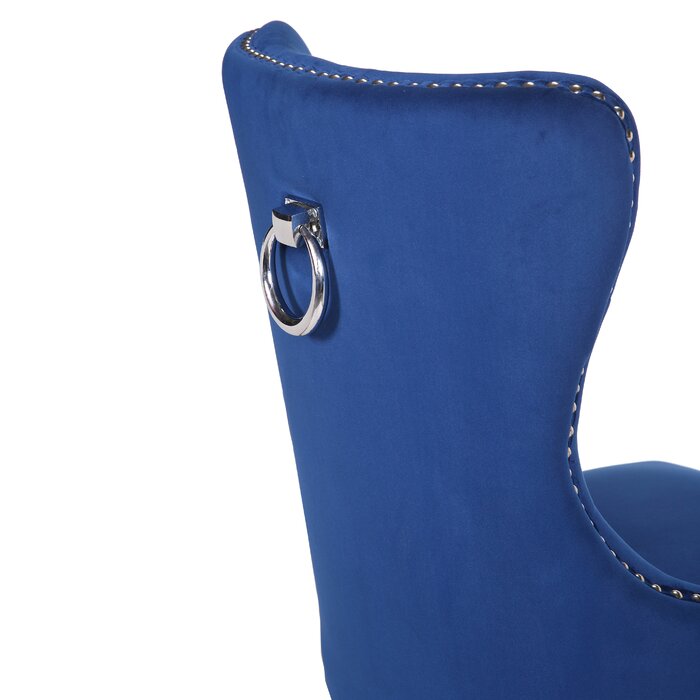 Erica 2 Piece Stainless Steel Legs Chair Finish With Velvet Fabric In Blue Acacia Wood Navy Primary Living Space Transitional Accent Chairs Tufted Back Solid Wood Mdf Stainless Steel