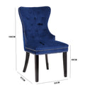 Erica 2 Piece Stainless Steel Legs Chair Finish With Velvet Fabric In Blue Acacia Wood Navy Primary Living Space Transitional Accent Chairs Tufted Back Solid Wood Mdf Stainless Steel