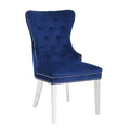 Erica 2 Piece Stainless Steel Legs Chair Finish With Velvet Fabric In Blue Acacia Wood Navy Primary Living Space Transitional Accent Chairs Tufted Back Solid Wood Mdf Stainless Steel