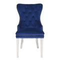 Erica 2 Piece Stainless Steel Legs Chair Finish With Velvet Fabric In Blue Acacia Wood Navy Primary Living Space Transitional Accent Chairs Tufted Back Solid Wood Mdf Stainless Steel