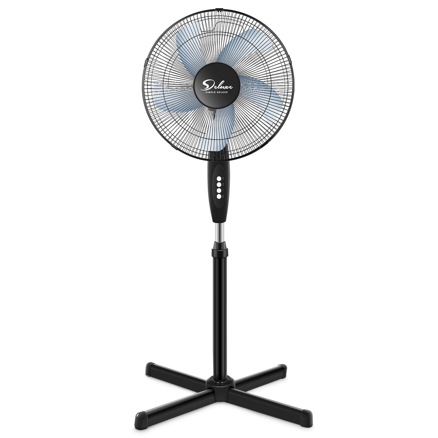 Simple Deluxe Oscillating 16 3 Adjustable Speed Pedestal Stand Fan For Indoor, Bedroom, Living Room, Home Office & College Dorm Use, 16 Inch, Black Black Metal