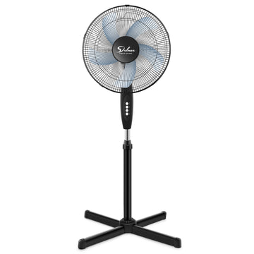 Simple Deluxe Oscillating 16 3 Adjustable Speed Pedestal Stand Fan For Indoor, Bedroom, Living Room, Home Office & College Dorm Use, 16 Inch, Black Black Metal