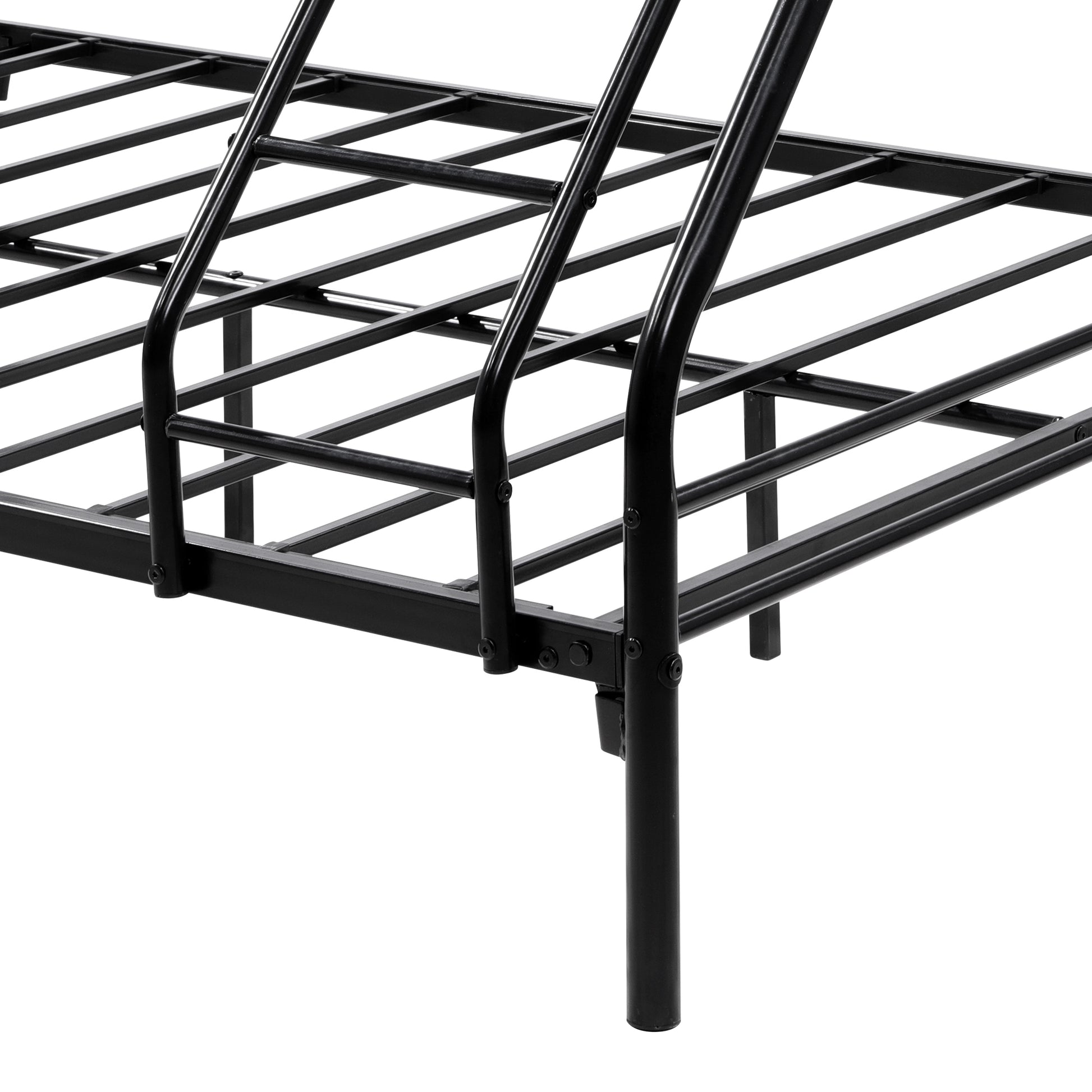 Heavy Duty Twin Over Full Metal Bunk Bed, Easy Assembly With Enhanced Upper Level Guardrail, Black Box Spring Not Required Twin Black Metal Bedroom Bunk Metal