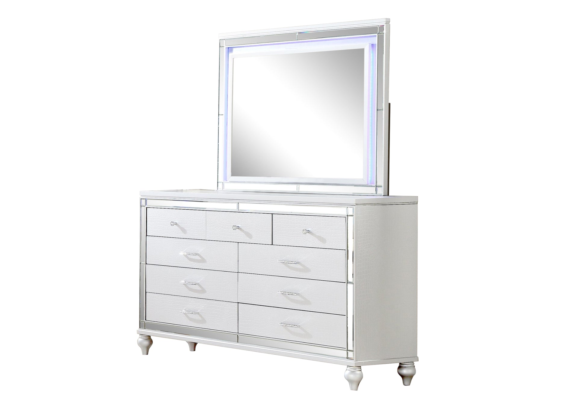 Sterling Full 4 Pc Led Bedroom Set Made With Wood In White Color Full White Wood 4 Piece Set Bedroom Bed Included,Dresser Included,Mirror Included,Nightstand Included Contemporary,Modern Wood