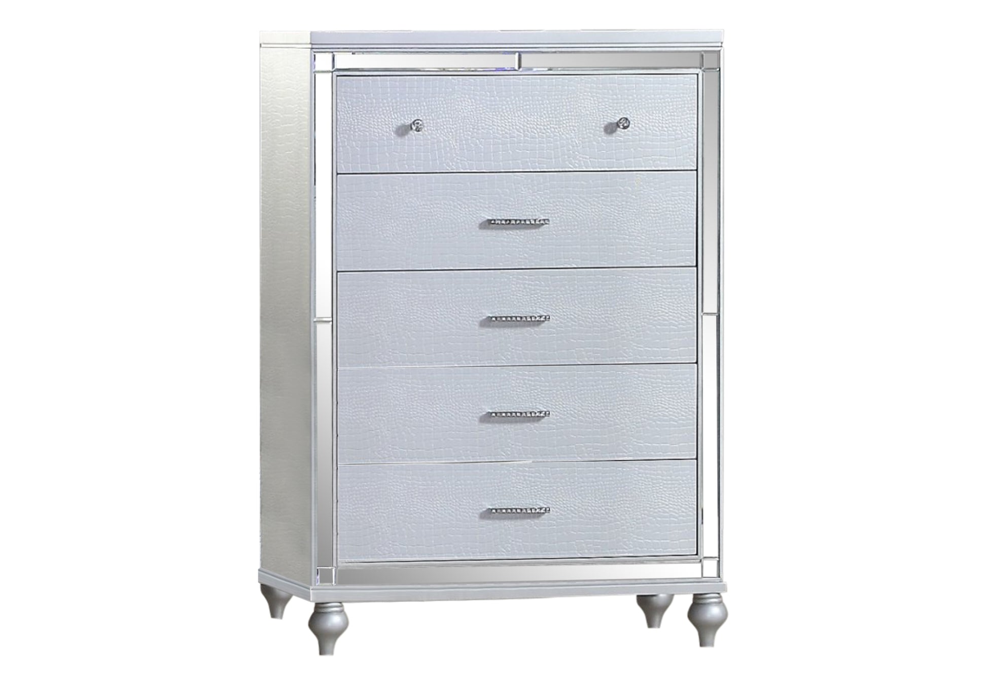 Sterling King 5 Pc Led Bedroom Set Made With Wood In White Color King White Wood 5 Piece Set Bedroom Bed Included,Chest Included,Dresser Included,Mirror Included,Nightstand Included Contemporary,Modern Wood