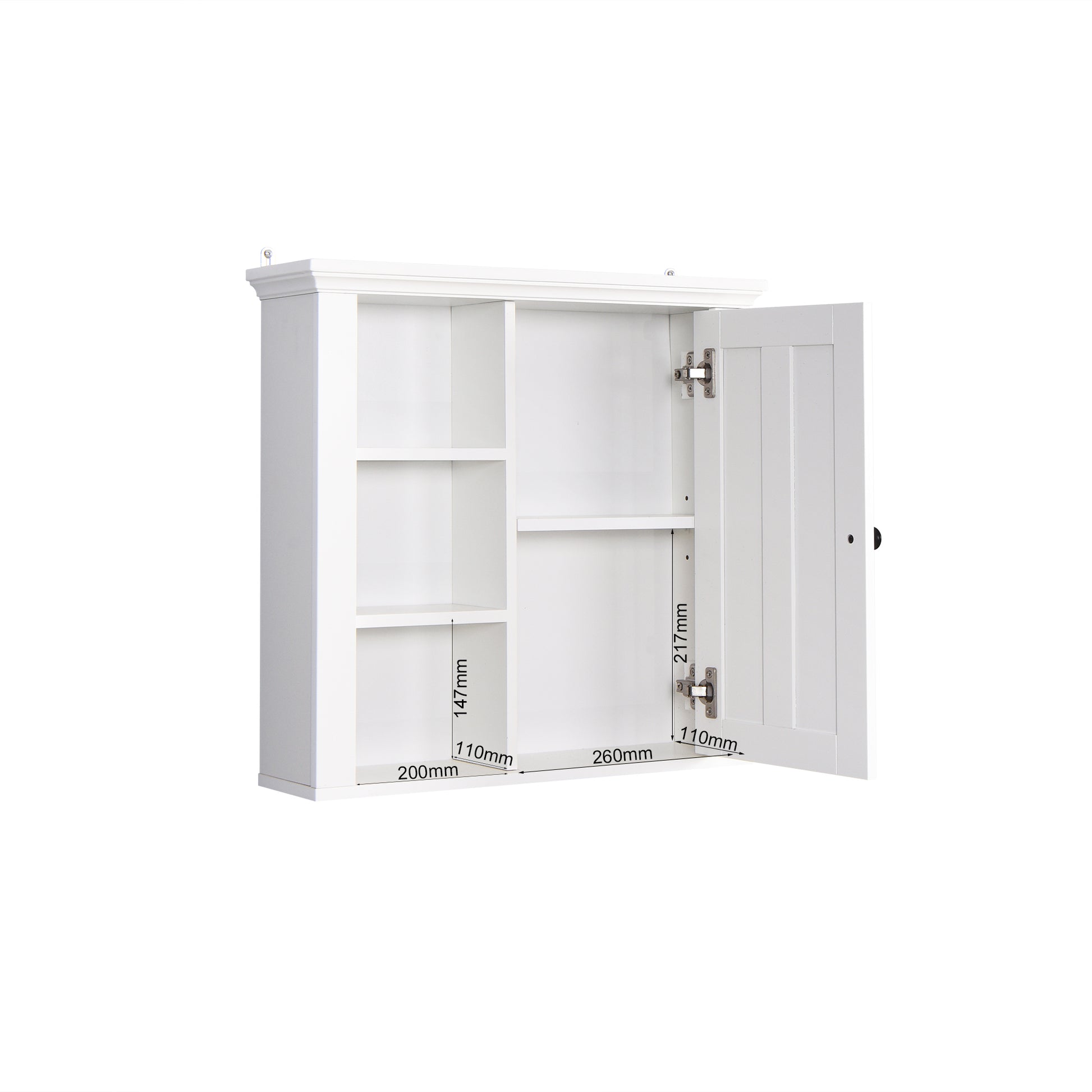Bathroom Wooden Wall Cabinet With A Door 20.86X5.71X20 Inch White Mdf