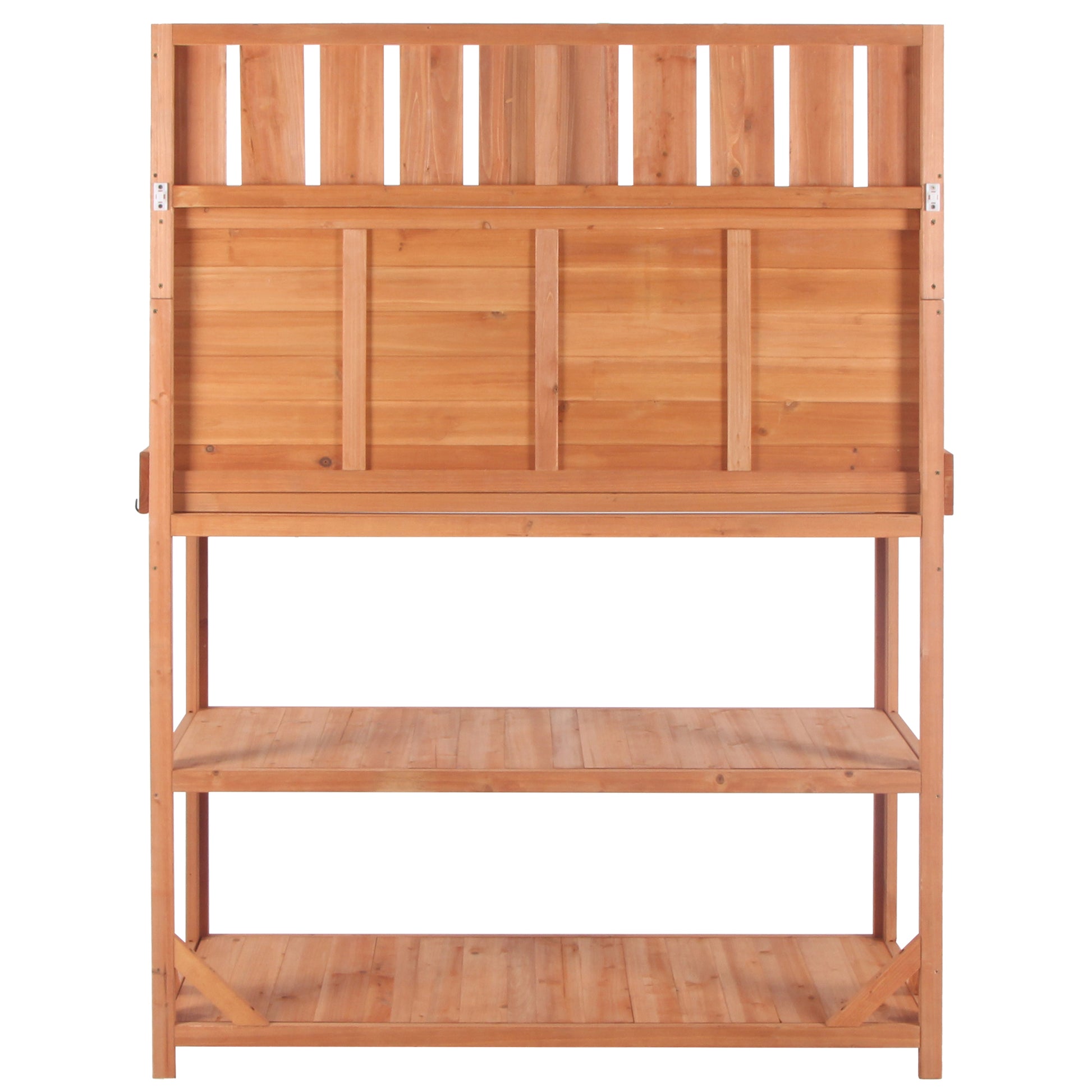 65" Large Wooden Farmhouse Rustic Outdoor Potting Bench Table, Patio Workstation, Garden Potting Bench With 4 Storage Shelves And Side Hook,Natural Natural Garden & Outdoor Casual Wood Solid Wood