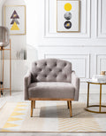 Coolmore Modern Accent Chair With Arms, Tufted Decorative Fabric Armchair With Gold Metal Legs, Upholstered Reading Chair For Living Room Bedroom Office Grey Teddy Grey Teddy Foam Metal