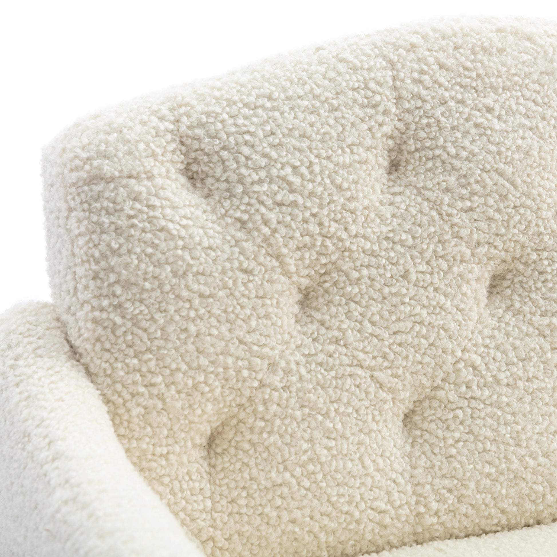 Coolmore Modern Accent Chair With Arms, Tufted Decorative Fabric Armchair With Gold Metal Legs, Upholstered Reading Chair For Living Room Bedroom Office White Teddy White Teddy Foam Metal