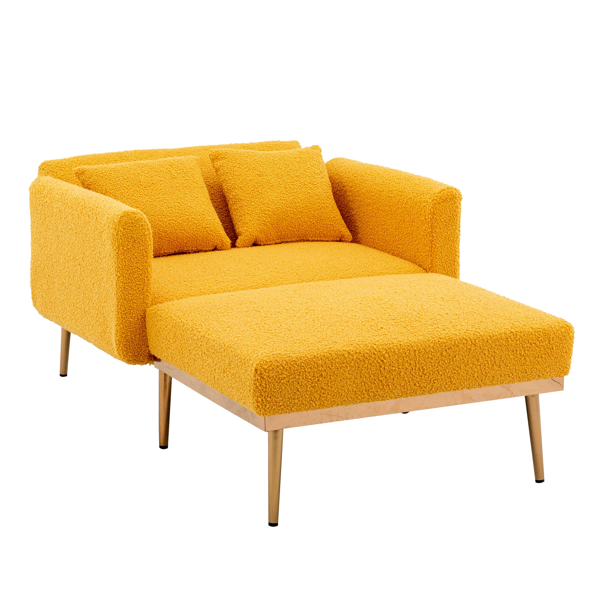Coolmore Fashionable And Classic Style Chaise Lounge Chair Accent Chair For Living Room, Bedroom Mustard Teddy Mustard Teddy Foam Teddy