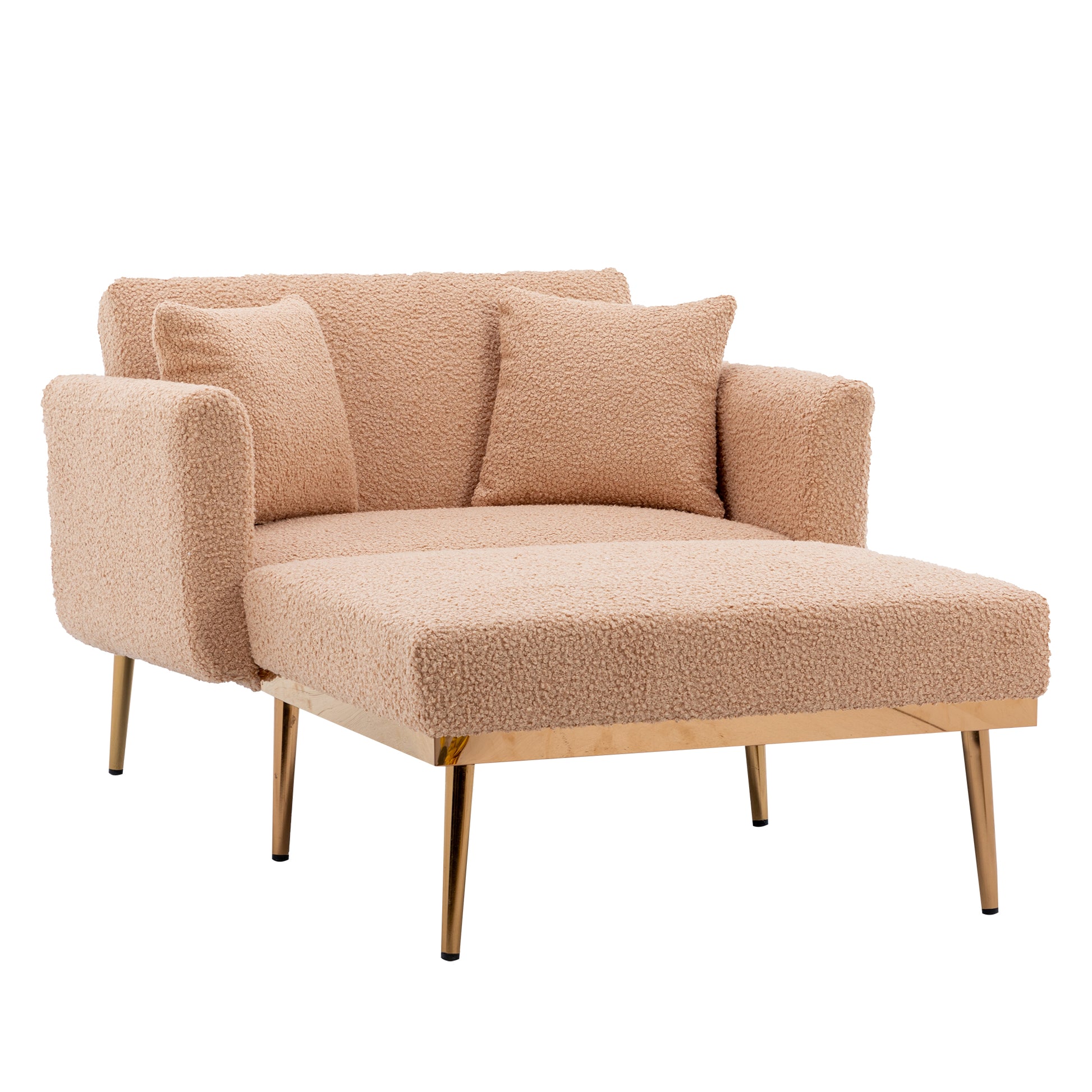 Coolmore Fashionable And Classic Style Chaise Lounge Chair Accent Chair For Living Room, Bedroom Camel Teddy Camel Teddy Foam Teddy