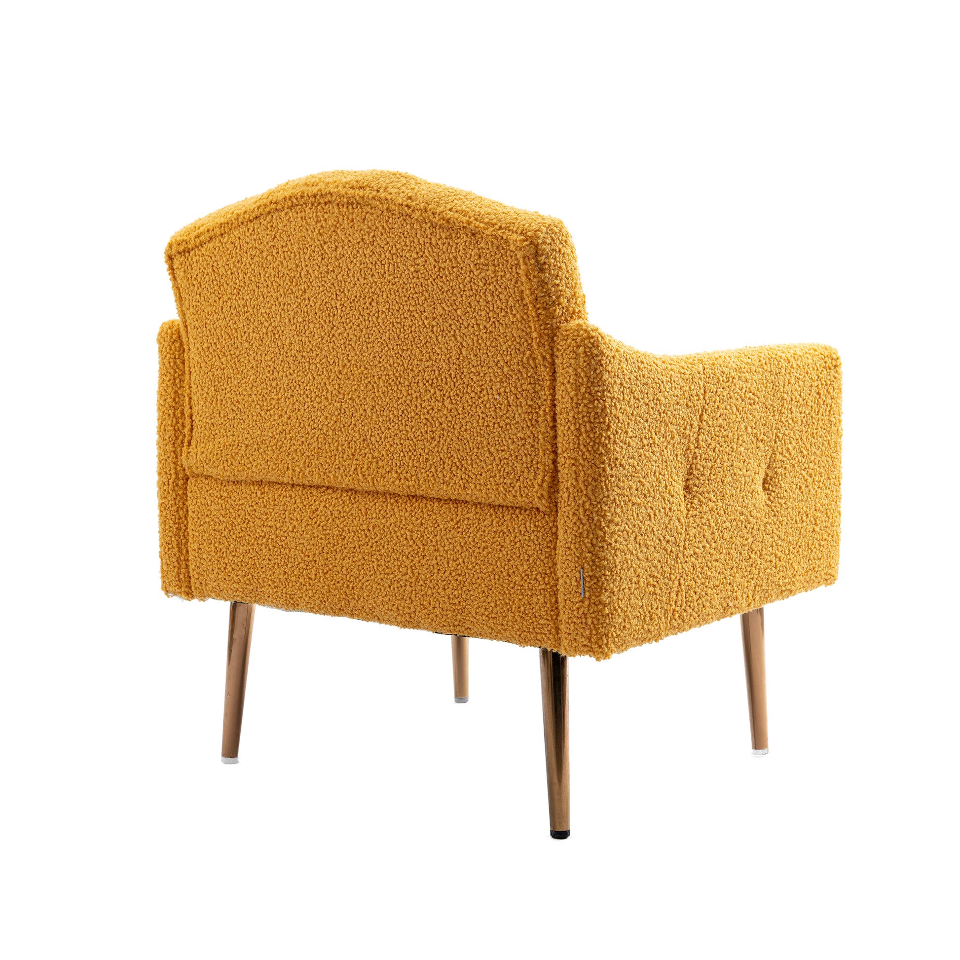 Coolmore Modern Accent Chair With Arms, Tufted Decorative Fabric Armchair With Gold Metal Legs, Upholstered Reading Chair For Living Room Bedroom Office Mustard Teddy Mustard Teddy Foam Metal