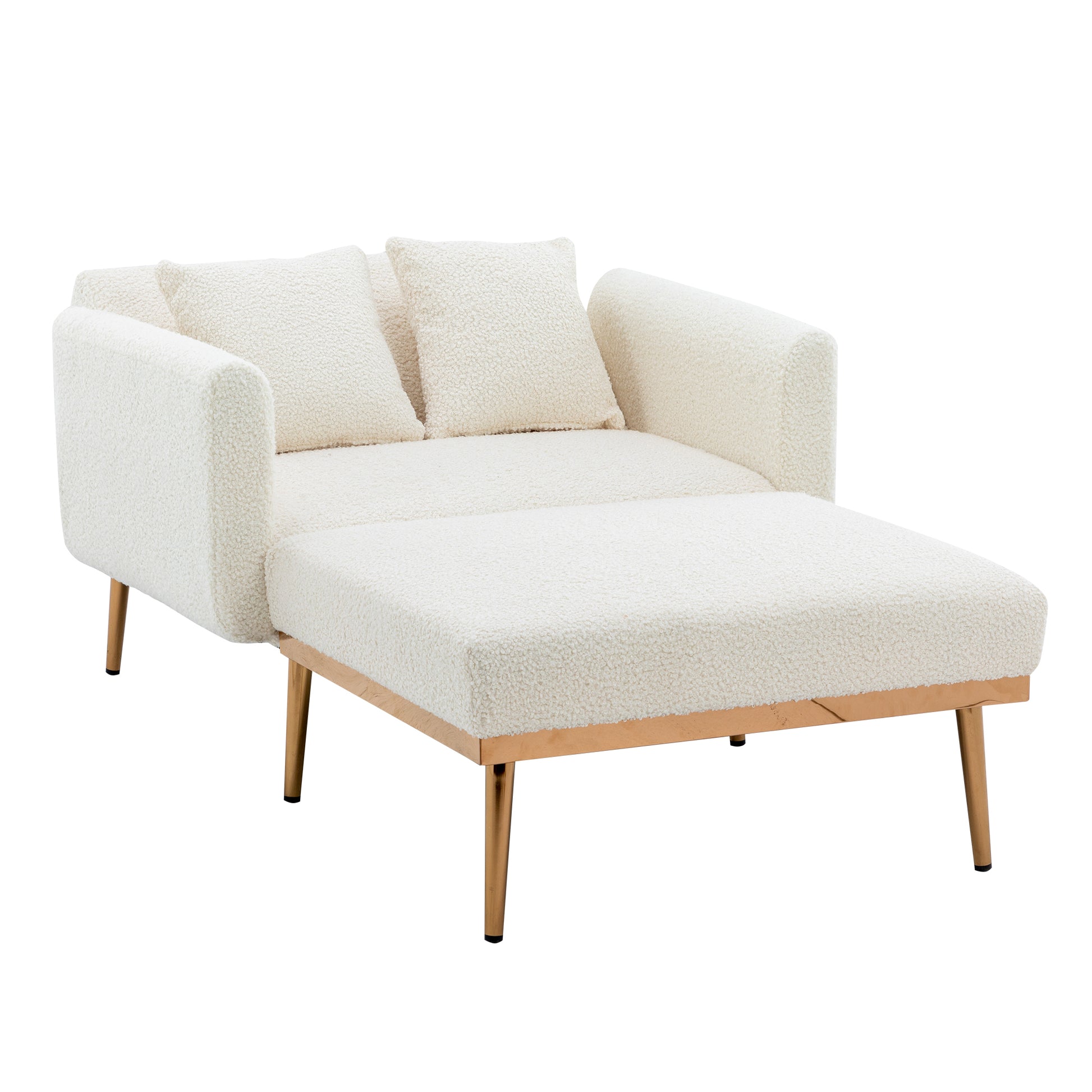 Coolmore Fashionable And Classic Style Chaise Lounge Chair Accent Chair For Living Room, Bedroom Teddy White White Teddy Foam Teddy